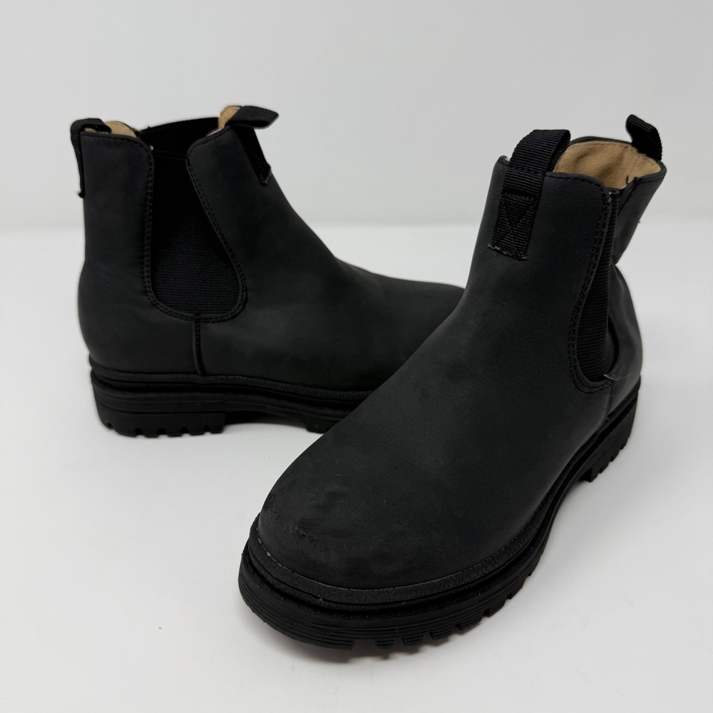 Cotton On Kids Black Matte Chelsea Boots Size 1 US Kids Lug Sole‎
